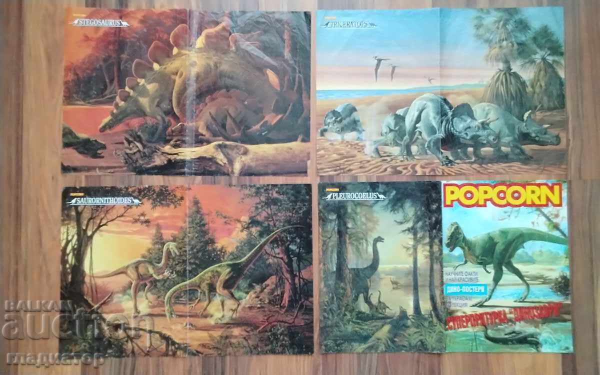 Revista Popcorn POPCORN trei afișe duble cu dinozauri cu preț € 2.60 | 5.09 BGN