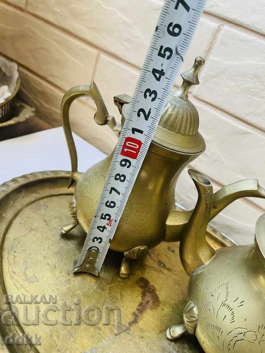 Delivery of Beautiful brass set from England - 5 pieces, for coffee / tea