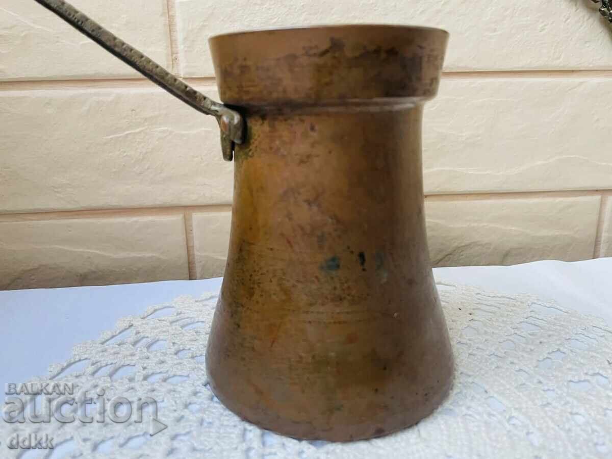 Όμορφο χάλκινο μπρίκι με όμορφο ορειχάλκινο χερούλι - 7