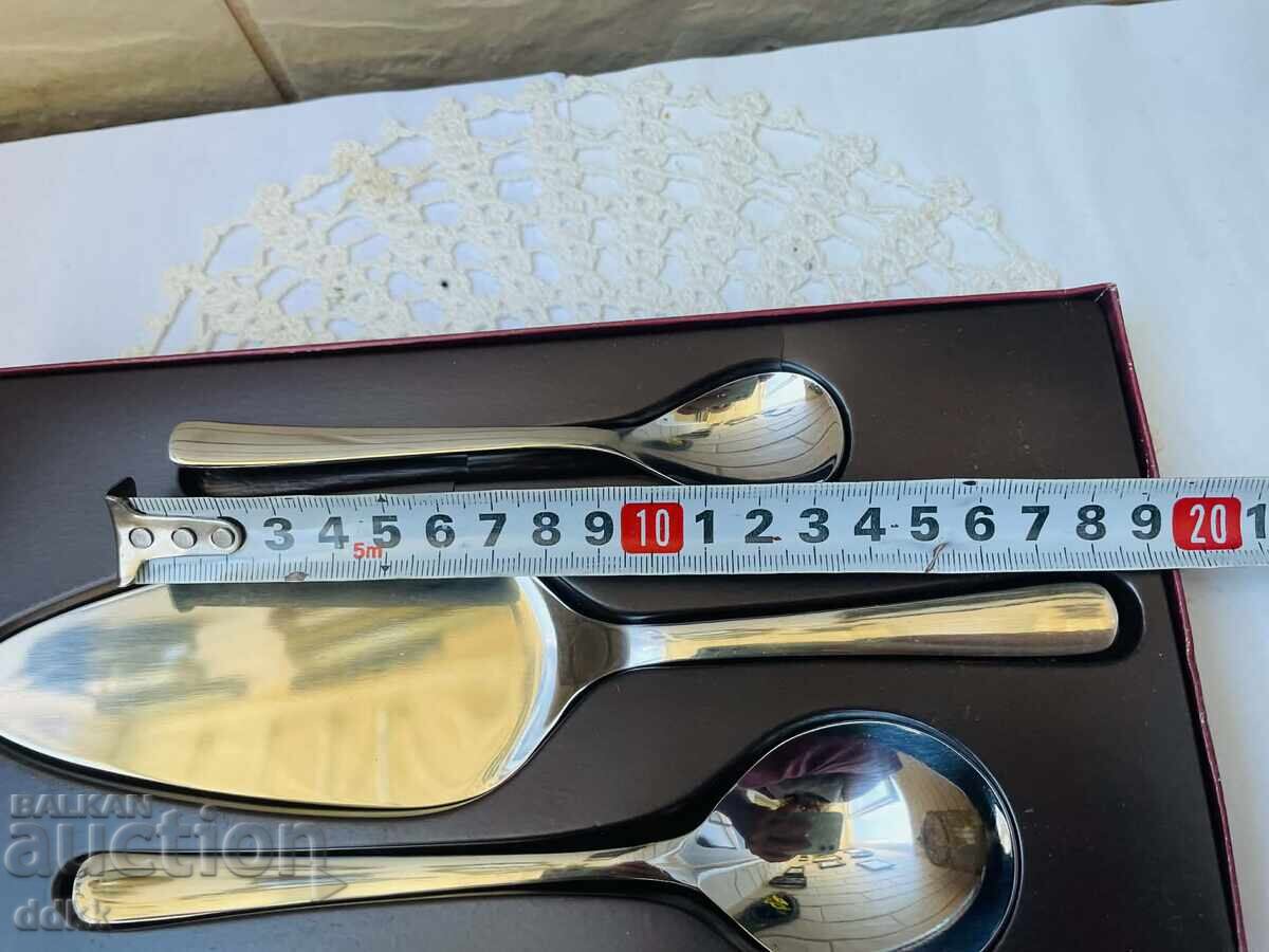 New serving utensils from Germany in a box, with markings with price € 10.00 | 19.56 BGN
