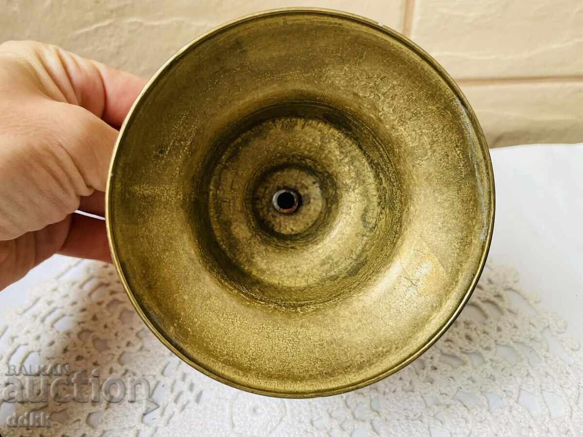 Beautiful brass candlestick from England with a lid for a thick candle - 6