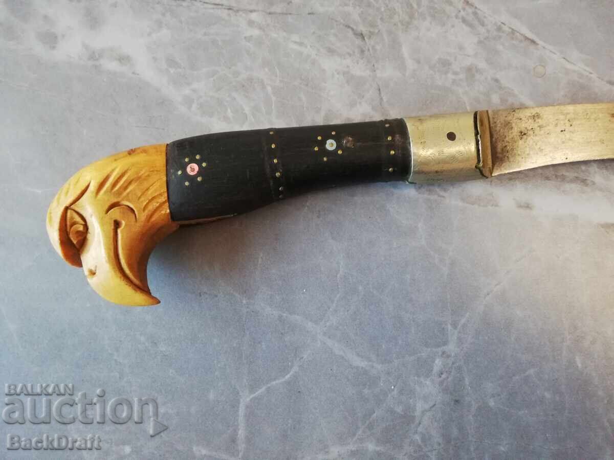 Стар Нож Каракулак,Ятаган,Острие,Дръжка Рог с набивки - 5