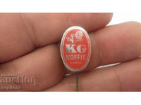 Ad badge, KG Koffie, coffee roasting company