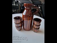 Неизползвана стара троянска керамика. Сервиз за греяна ракия