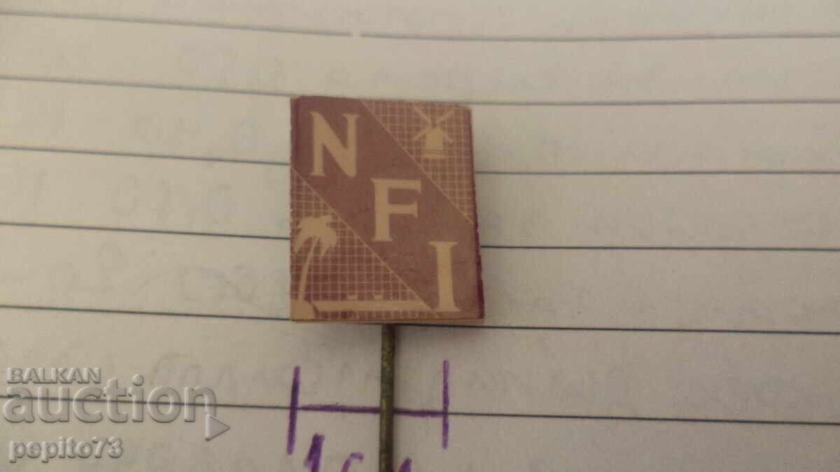 Advertising badge, N.F.I., fish industry company with price € 1.00 | 1.96 BGN