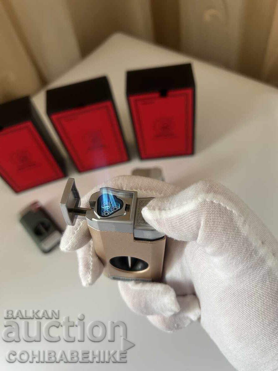 Луксозна запалка за пури Guevara с резачка – 3 цвята, подаръ - 6