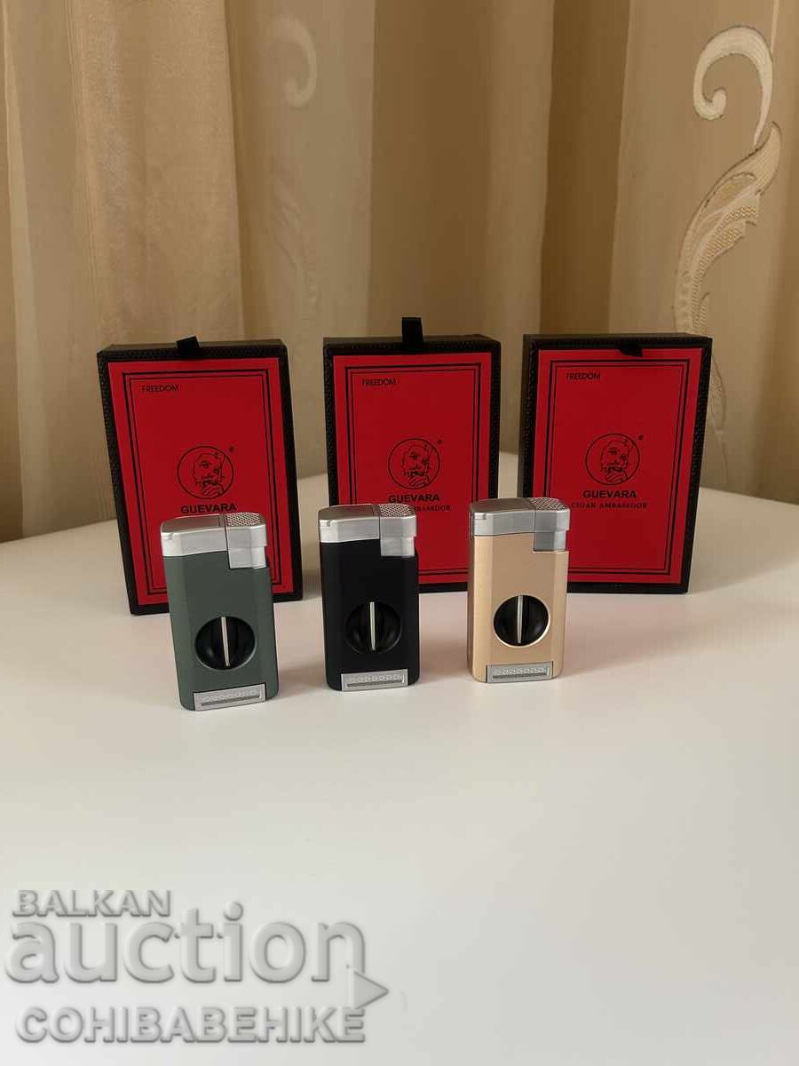 Луксозна запалка за пури Guevara с резачка – 3 цвята, подаръ