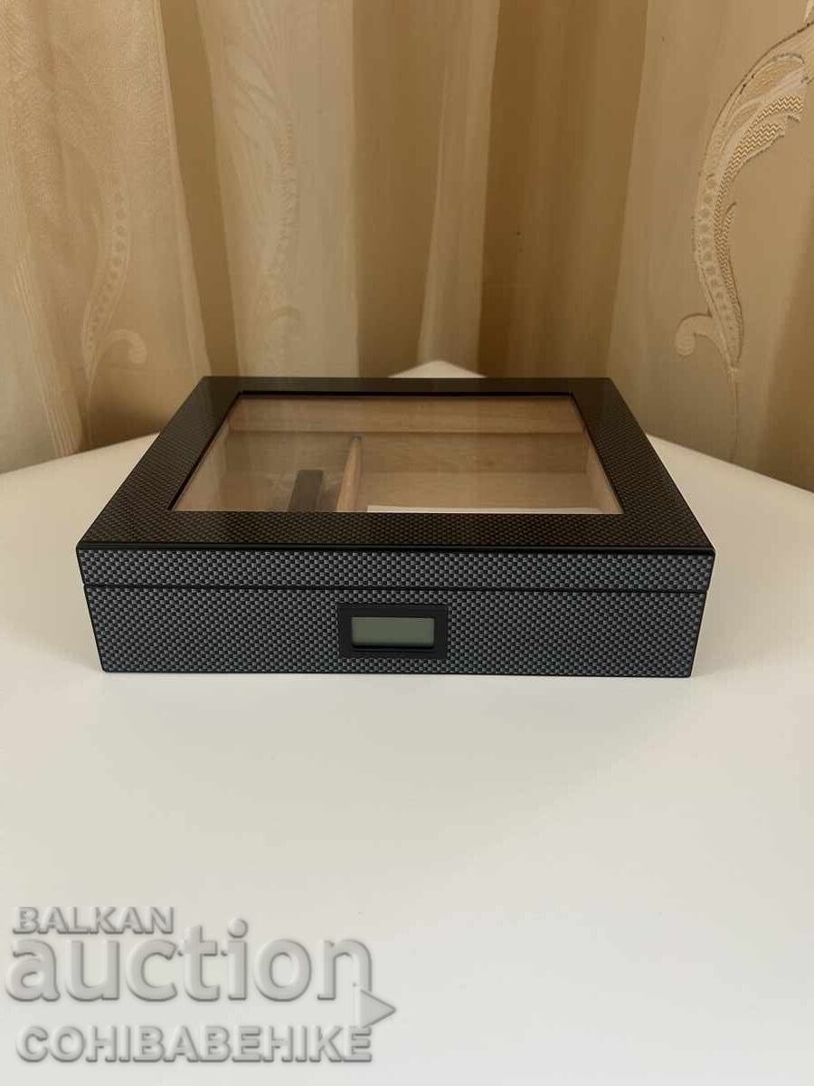 Humidor pentru trabucuri – cedru spaniol | design carbon | higrometru - 5