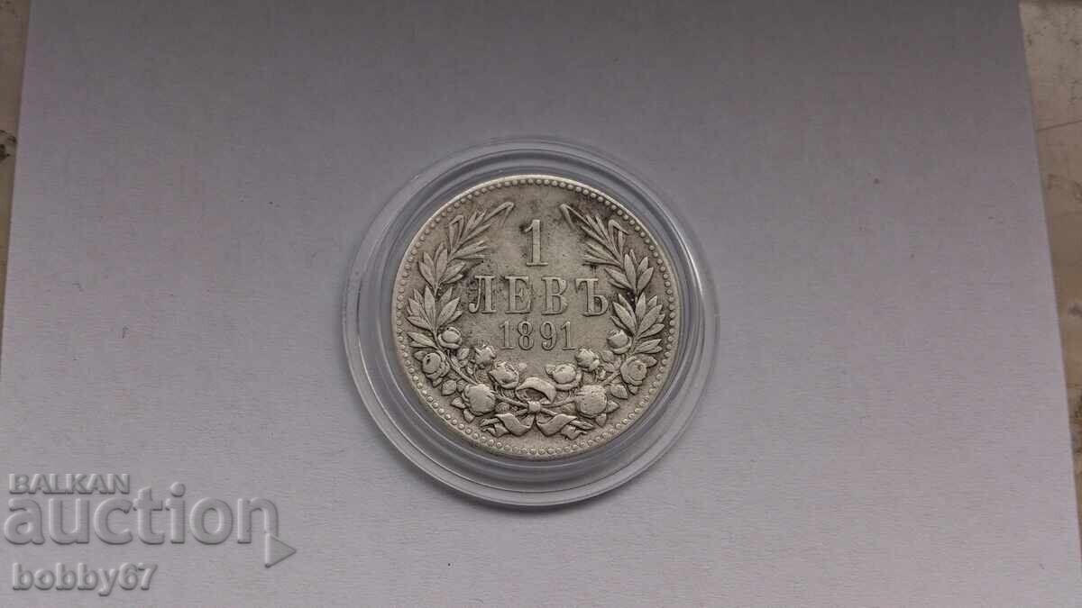 Monedă de argint de 1 lev 1891