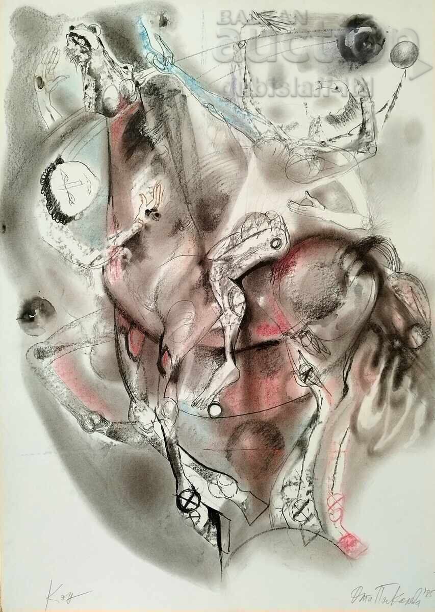 Painting, "Horse", artist Olga Paskaleva, 1985