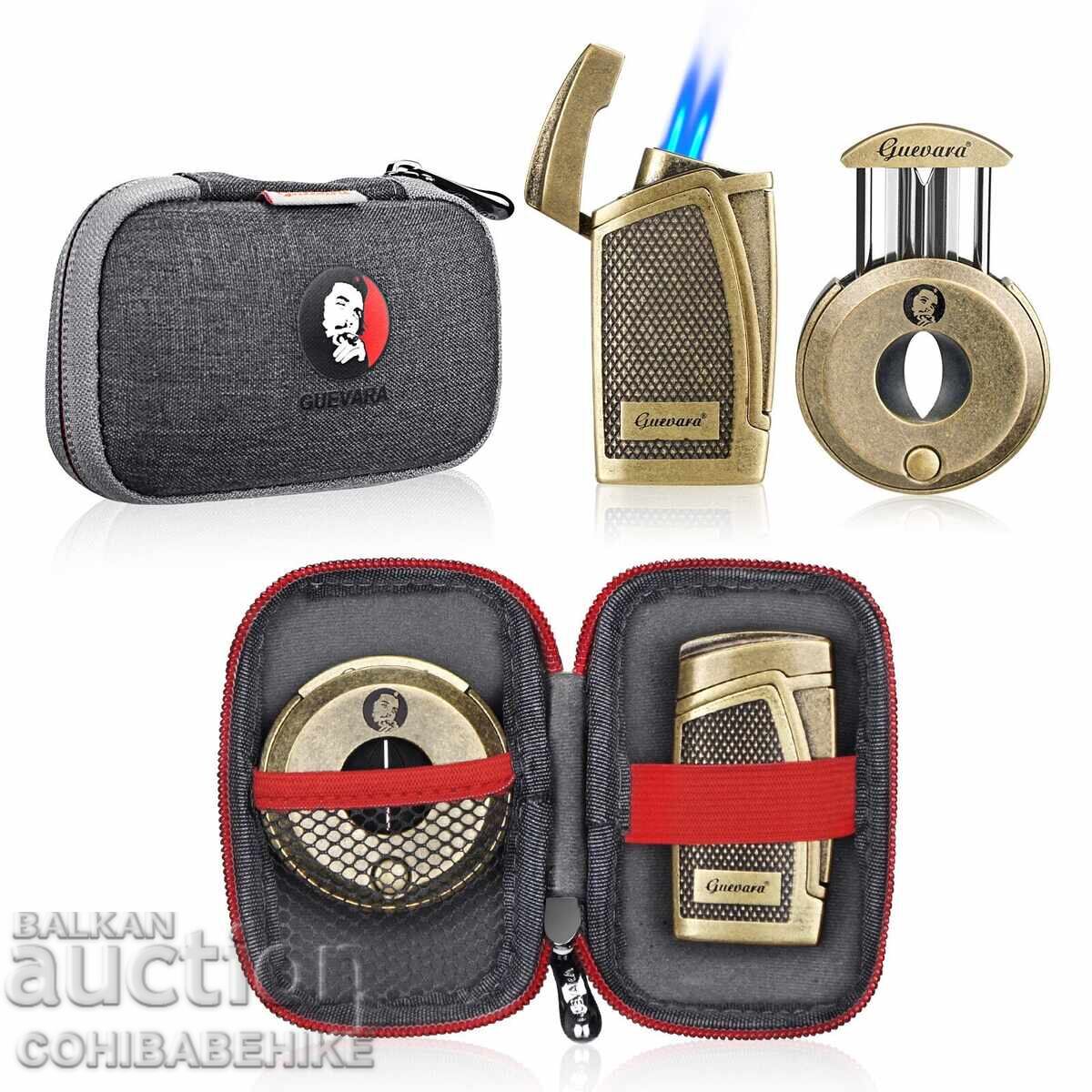 Set Guevara pentru trabucuri – brichetă jet + cutter V - 5
