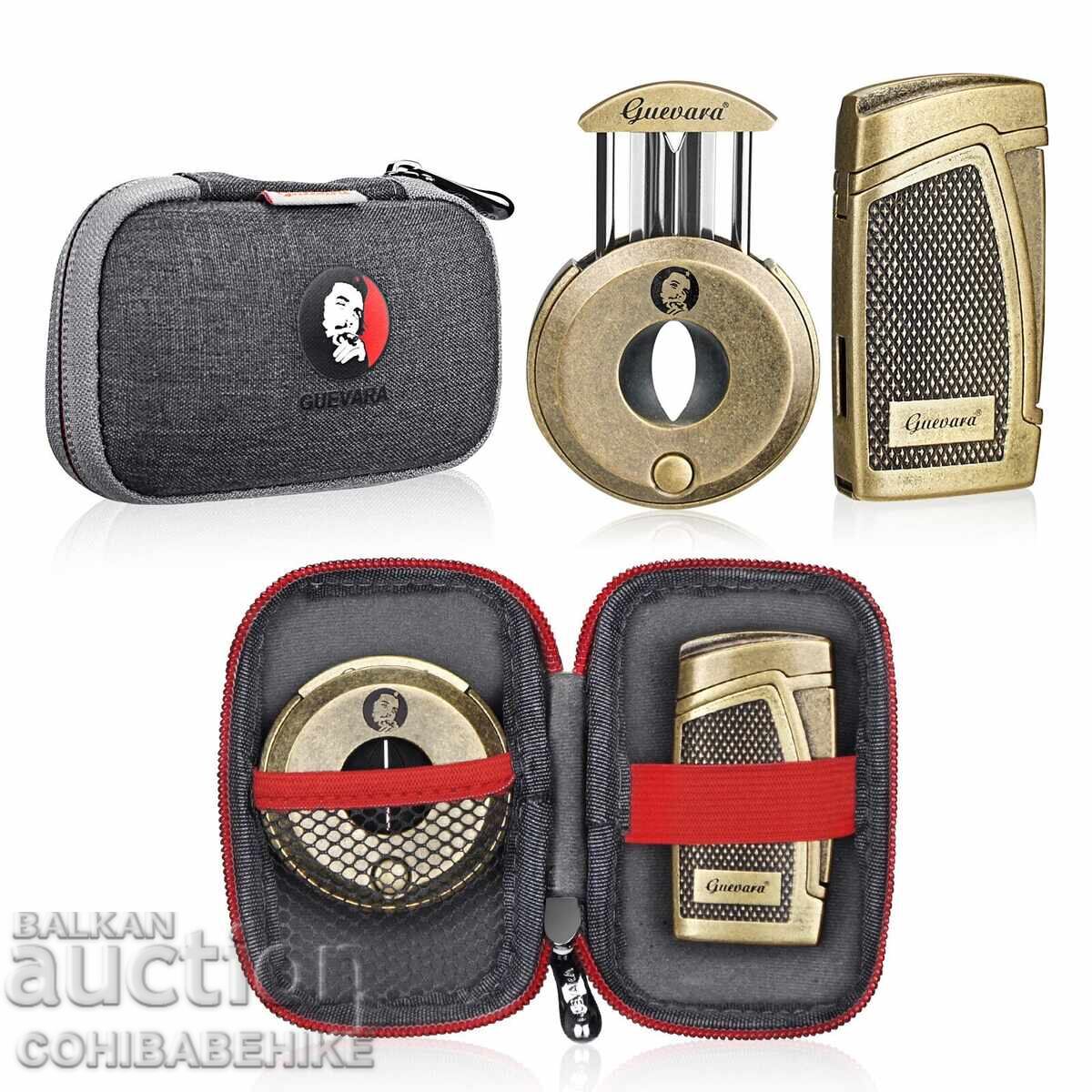 Set Guevara pentru trabucuri – brichetă jet + cutter V