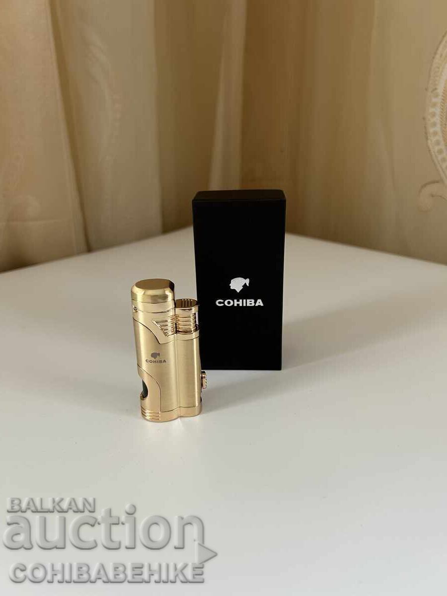 Brichetă pentru trabucuri Cohiba cu flacără dublă și punch Brichetă pentru trabucuri Cohiba cu flacără dublă și punch