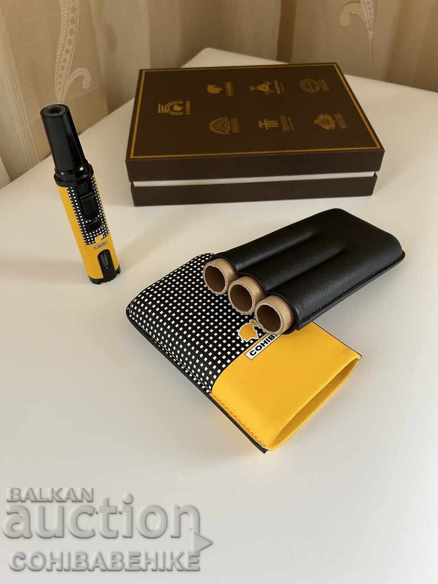 Σετ πούρων Cohiba – δερμάτινη θήκη για 3 πούρα + αναπτήρας - 6 Σετ πούρων Cohiba – δερμάτινη θήκη για 3 πούρα + αναπτήρας - 6