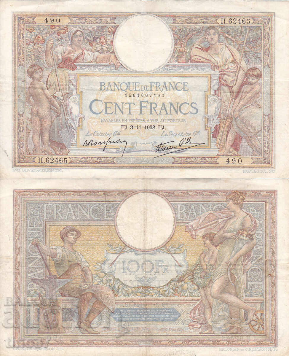 tino37- ΓΑΛΛΙΑ - 100 ΦΡΑΓΚΑ - 1938 - VF