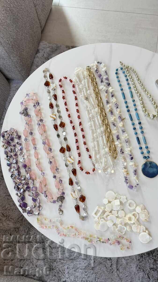 Lot 11 bucăți coliere cu pietre naturale, închizătoare argint Lot 11 bucăți coliere cu pietre naturale, închizătoare argint