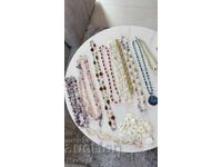Lot of 11 necklaces with natural stones, silver clasp