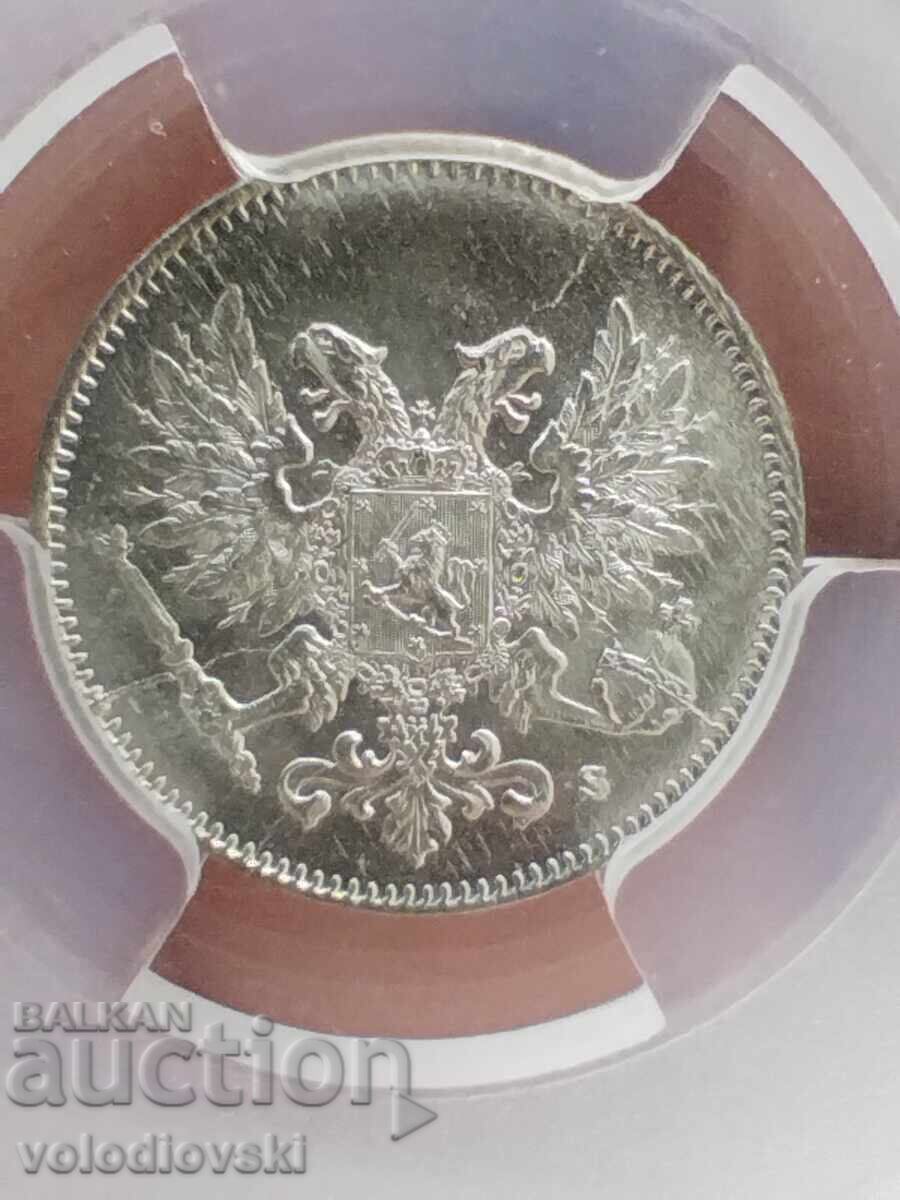 EN: 1917-S Finland 25 Pen PCGS MS66 Silver w/o Crown KM-19 with price € 110.00 | 215.14 BGN EN: 1917-S Finland 25 Pen PCGS MS66 Silver w/o Crown KM-19 with price € 110.00 | 215.14 BGN
