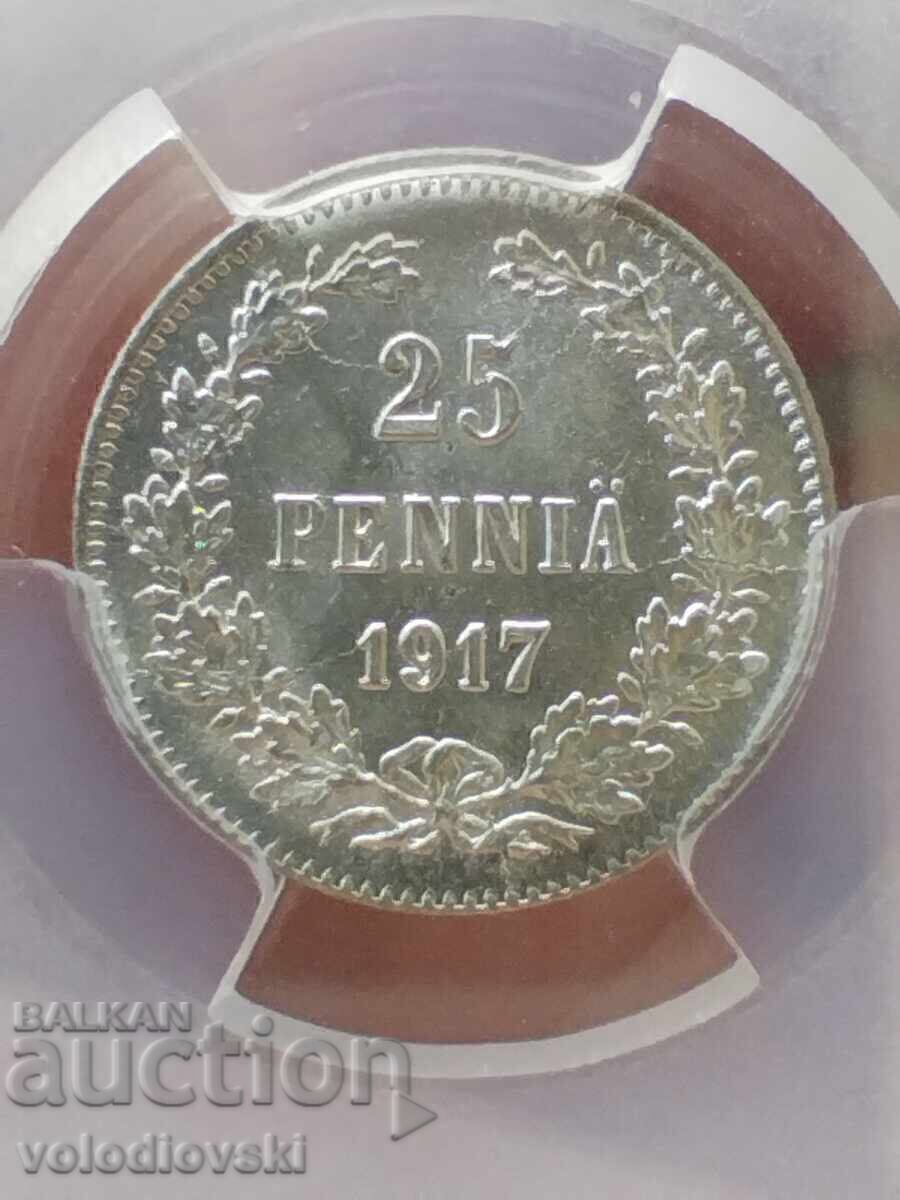 Auction  EN: 1917-S Finland 25 Pen PCGS MS66 Silver w/o Crown KM-19