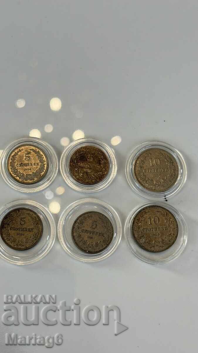 Λοτ 6 τεμαχίων 5 και 10 Στοτιγκι 1906 αυθεντική ποιότητα