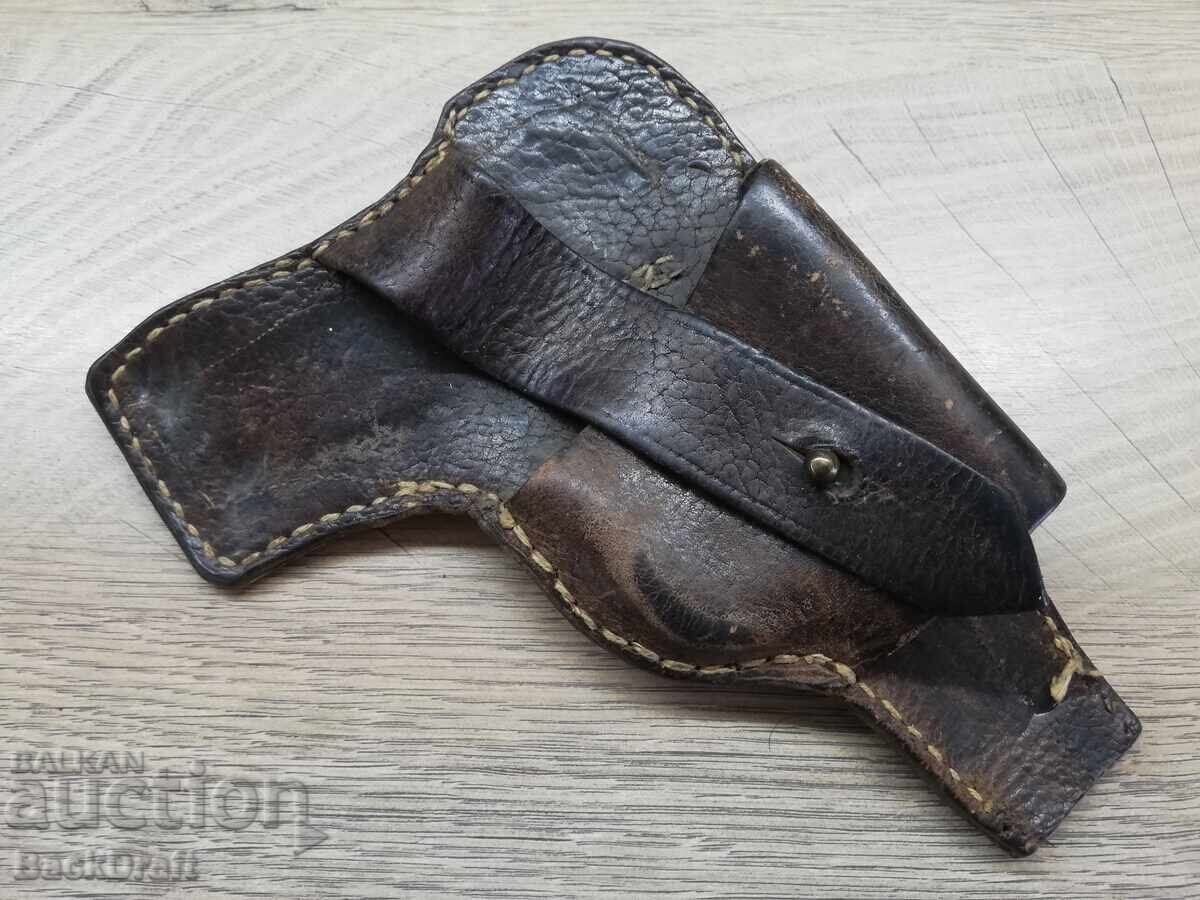 Стар Царски Офицерски Боен Кожен Колан с Кобур,Тока Т М - 7