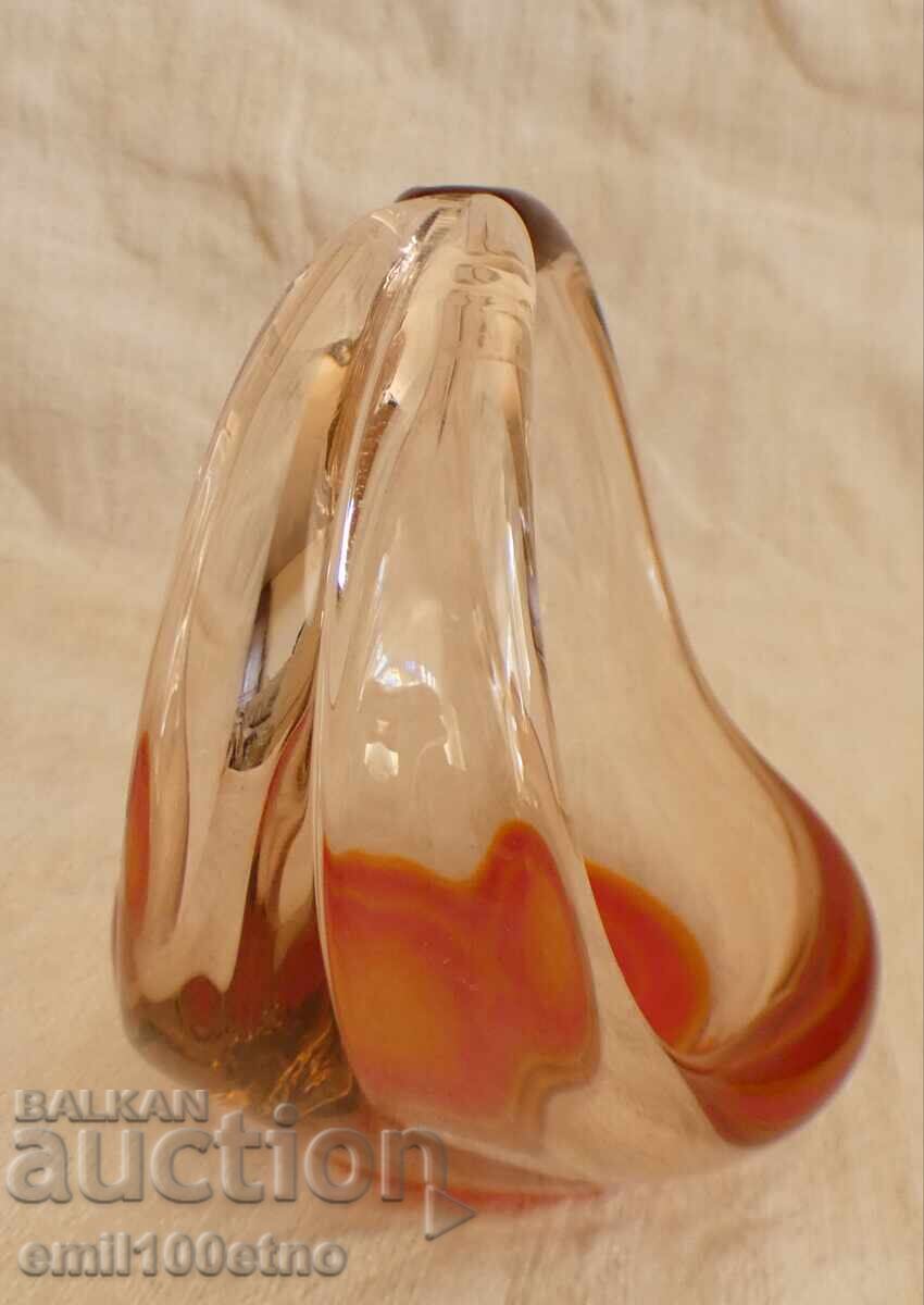 Bombonieră - coșuleț din sticlă masivă colorată, lucrat manual - 5