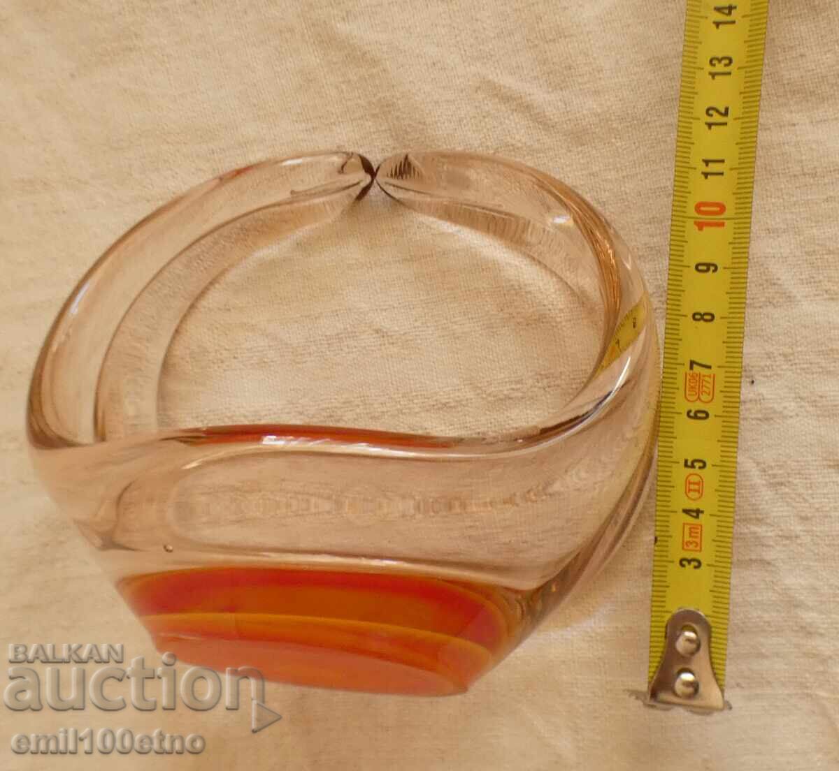 Bombonieră - coșuleț din sticlă masivă colorată, lucrat manual - 7