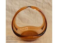 Μπομπονιέρα - καλάθι από μασίφ πολύχρωμο γυαλί χειροποίητο