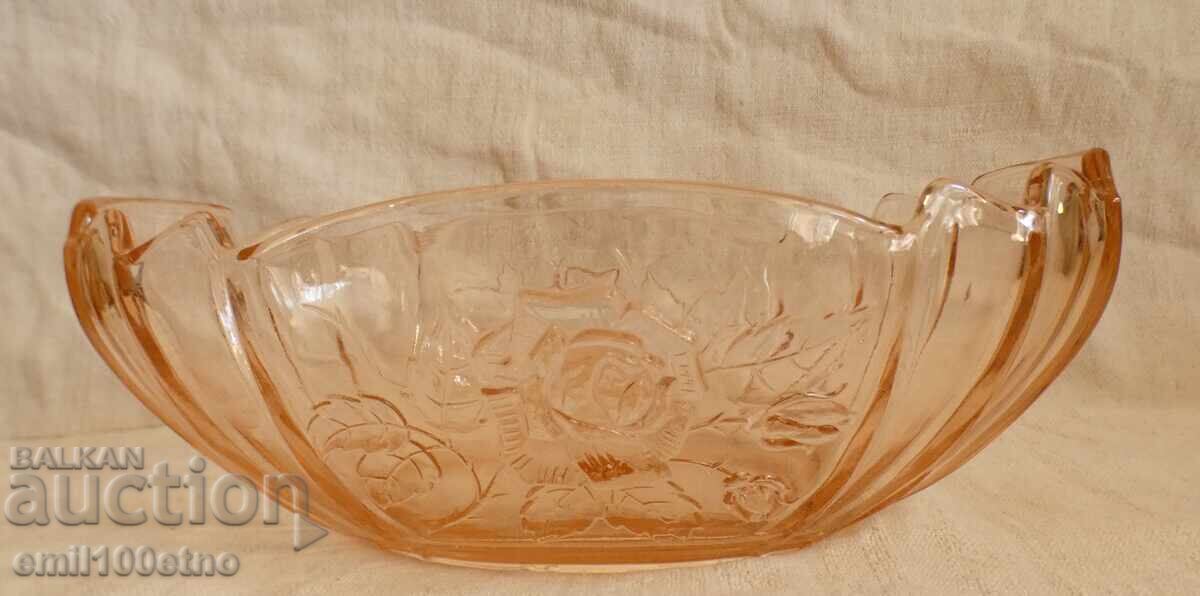 Δημοπρασία Κύπελλο σαλατιέρας με φλοράλ διακόσμηση πολύχρωμο γυαλί Δημοπρασία Κύπελλο σαλατιέρας με φλοράλ διακόσμηση πολύχρωμο γυαλί