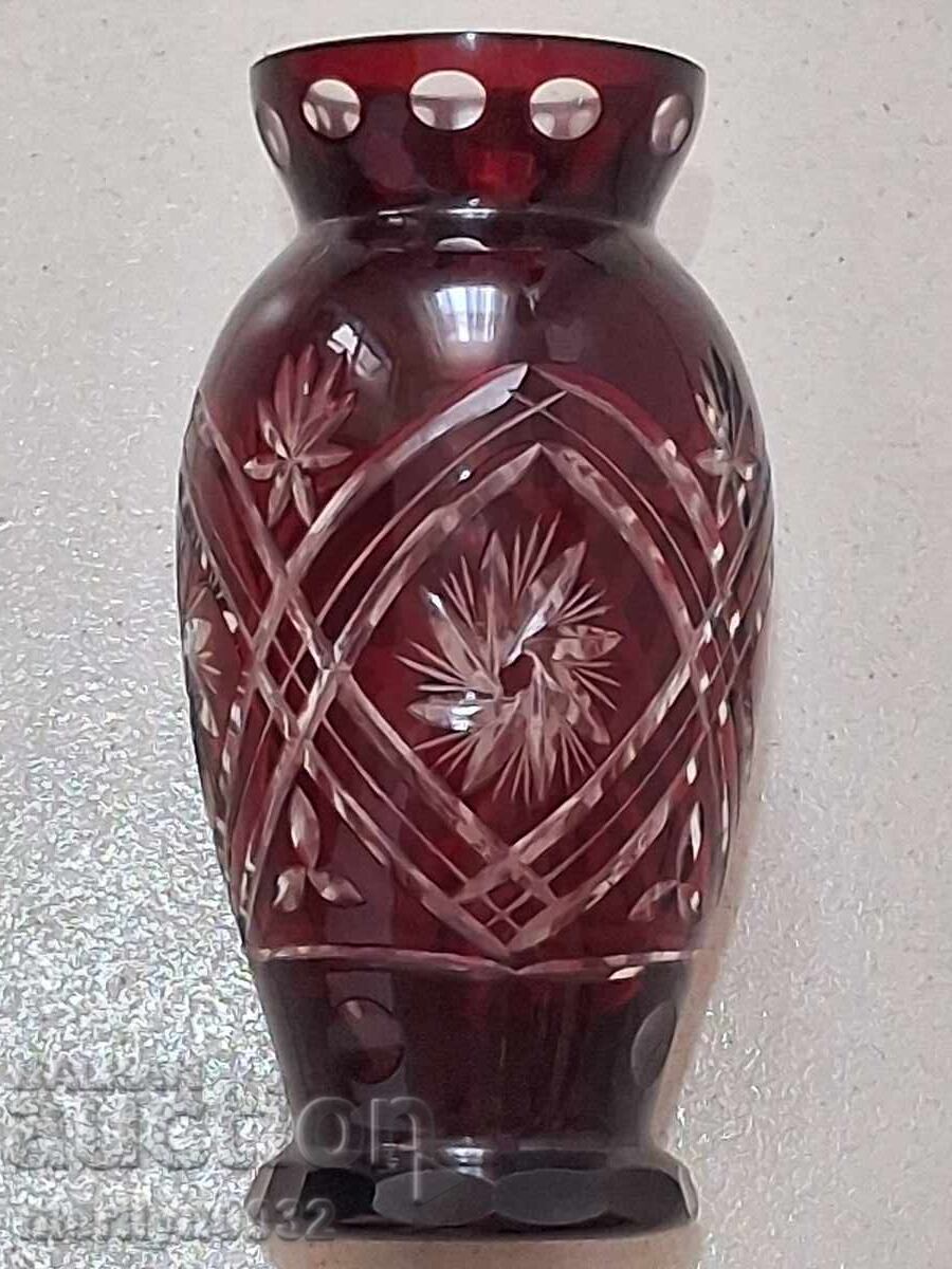 Licitație Vaza din cristal de Boemia, sticla, Cehoslovacia, URSS inaltime 20,5 cm