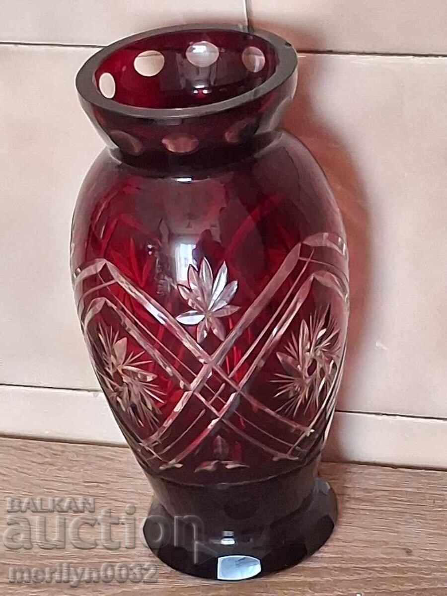 Livrarea Vaza din cristal de Boemia, sticla, Cehoslovacia, URSS inaltime 20,5 cm