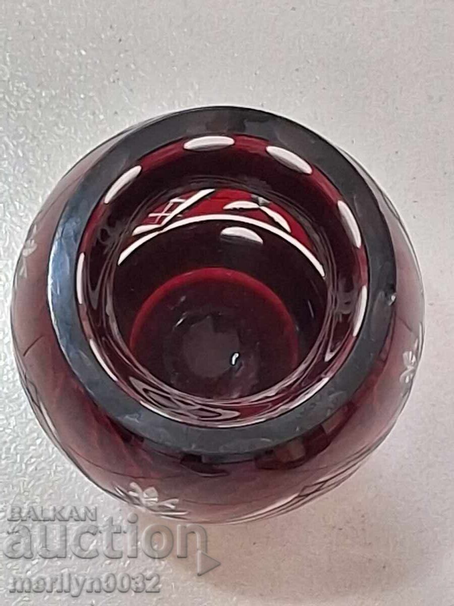 Vaza din cristal de Boemia, sticla, Cehoslovacia, URSS inaltime 20,5 cm - 6