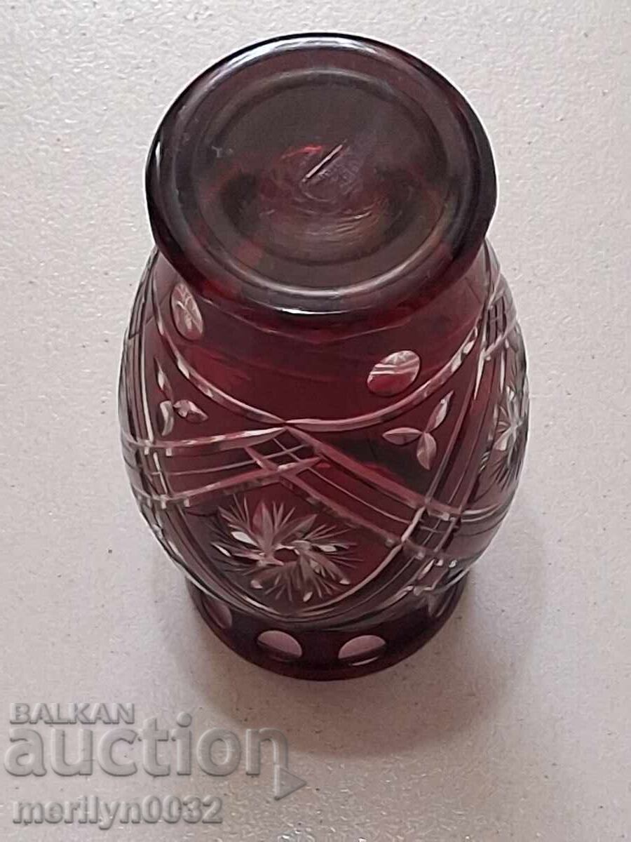 Vaza din cristal de Boemia, sticla, Cehoslovacia, URSS inaltime 20,5 cm - 7