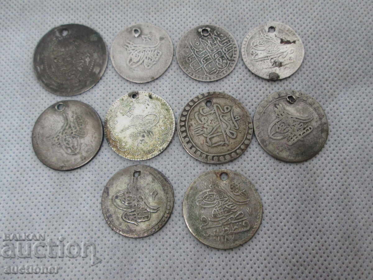 10 PIECES - TURKISH OTTOMAN SILVER COINS - 5