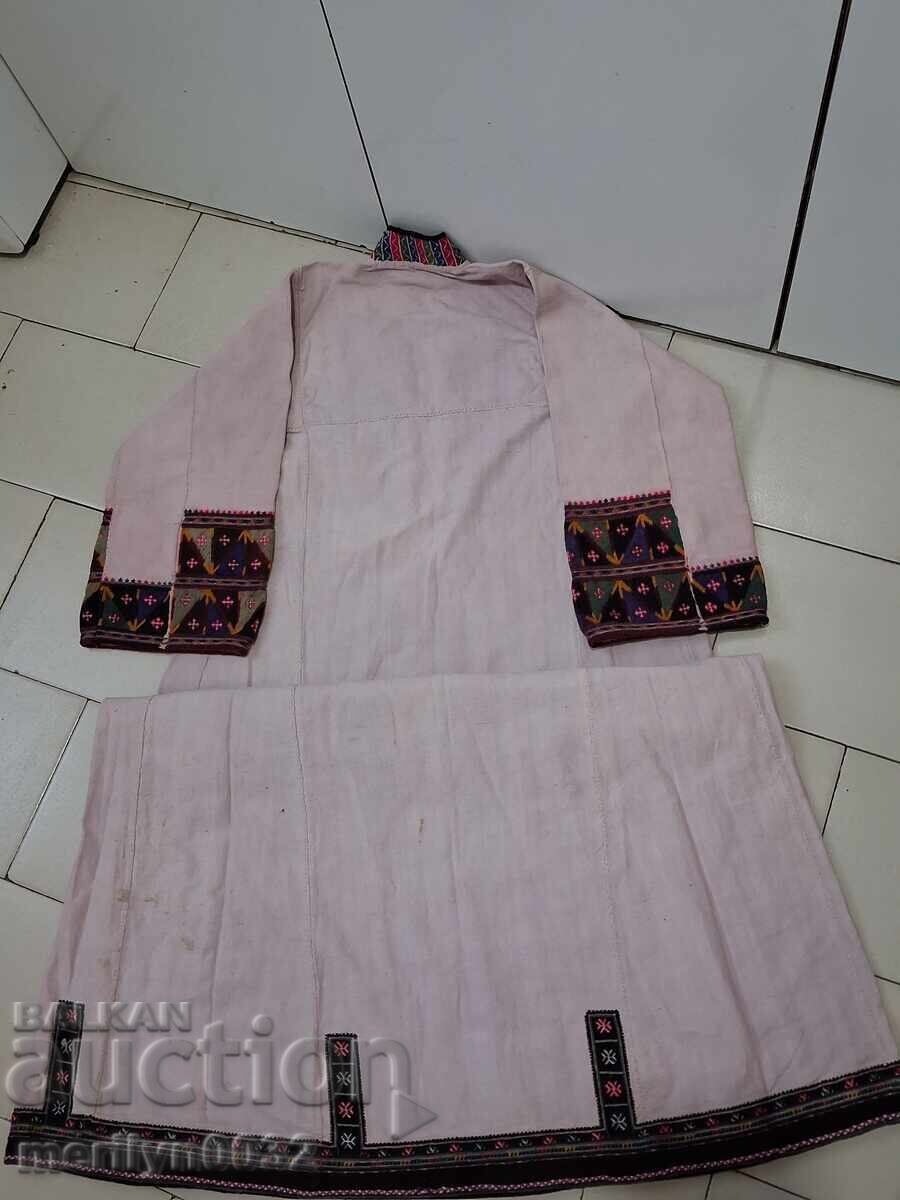 Cămașă veche de femeie, țesută manual, broderie, chenar, zestre, costum popular - 6