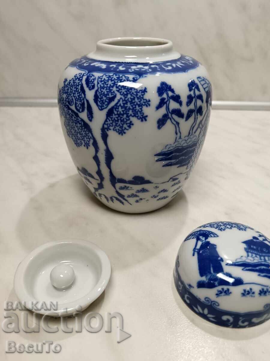 Borcan din porțelan cu ghimbir pentru ceai, cu capac dublu - 5