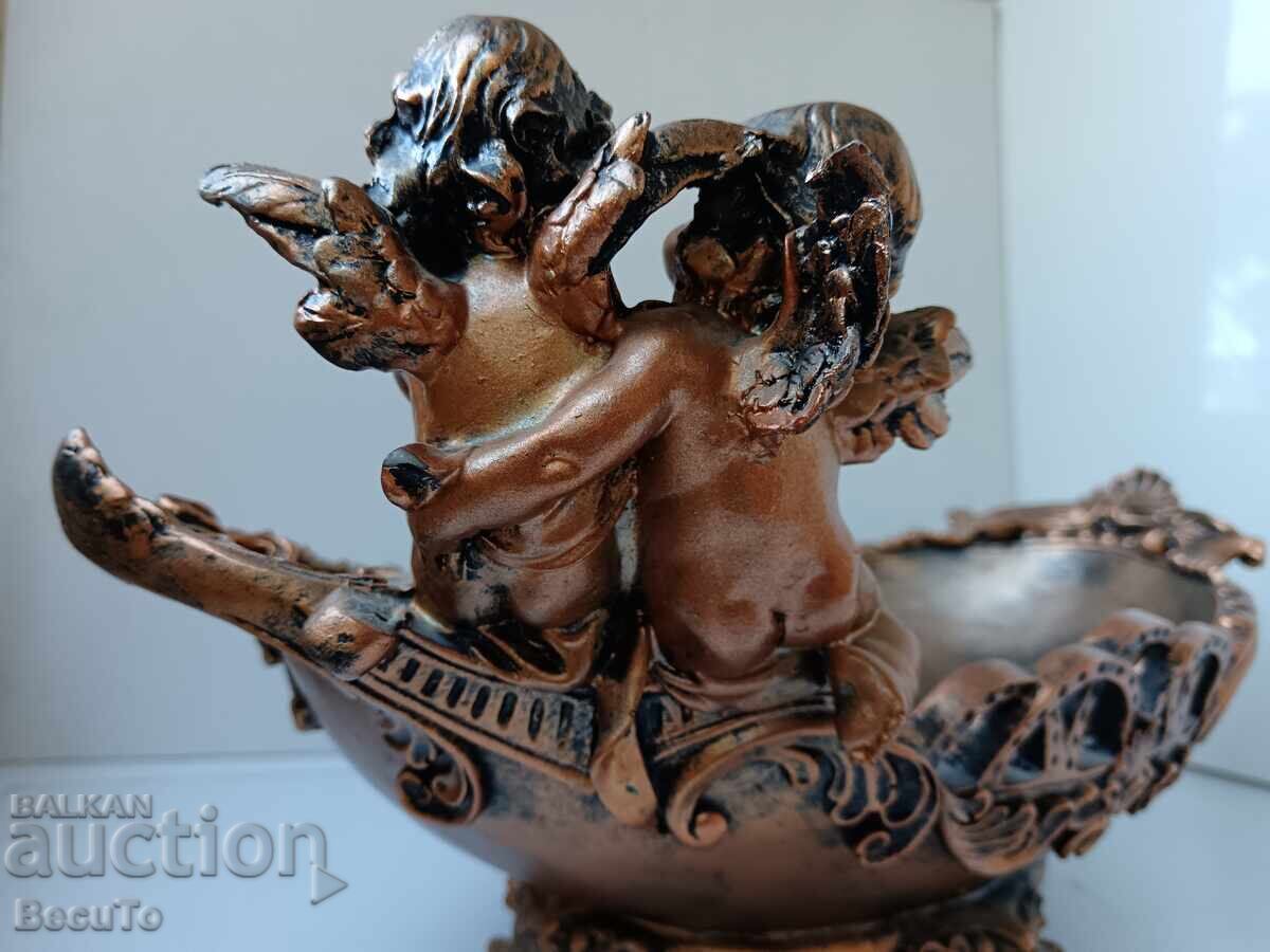 Αντίκα φρουτιέρα με δύο αγγελάκια, άριστη κατάσταση - 5