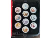 Set of colored Australian lunar coins series II, 2012