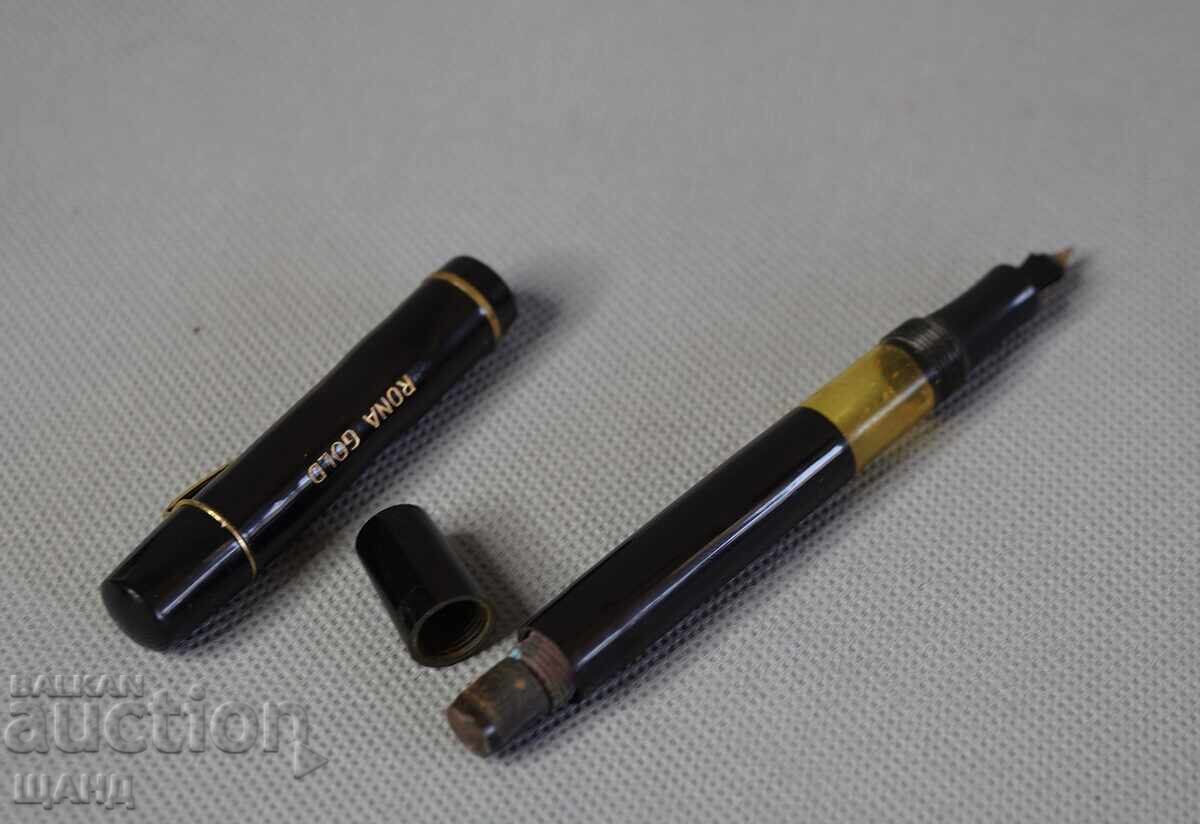 RONA GOLD Old German Fountain Pen with Gold Nib and Case - 6