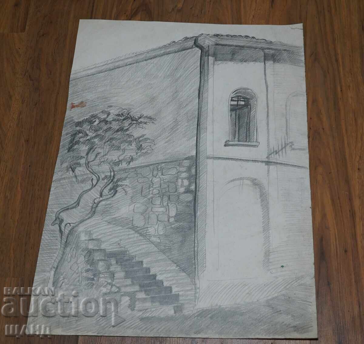 Παλιό σχέδιο μολυβιού παλιό σπίτι