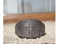 Inel militar german german WW2 al celui de-al Treilea Reich cu marcaje