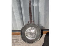 старинен Български меден бакърен тиган от Карлово