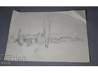 Παλαιό Μαστορικό Σχέδιο με Μολύβι, Τοπίο, Σπίτι