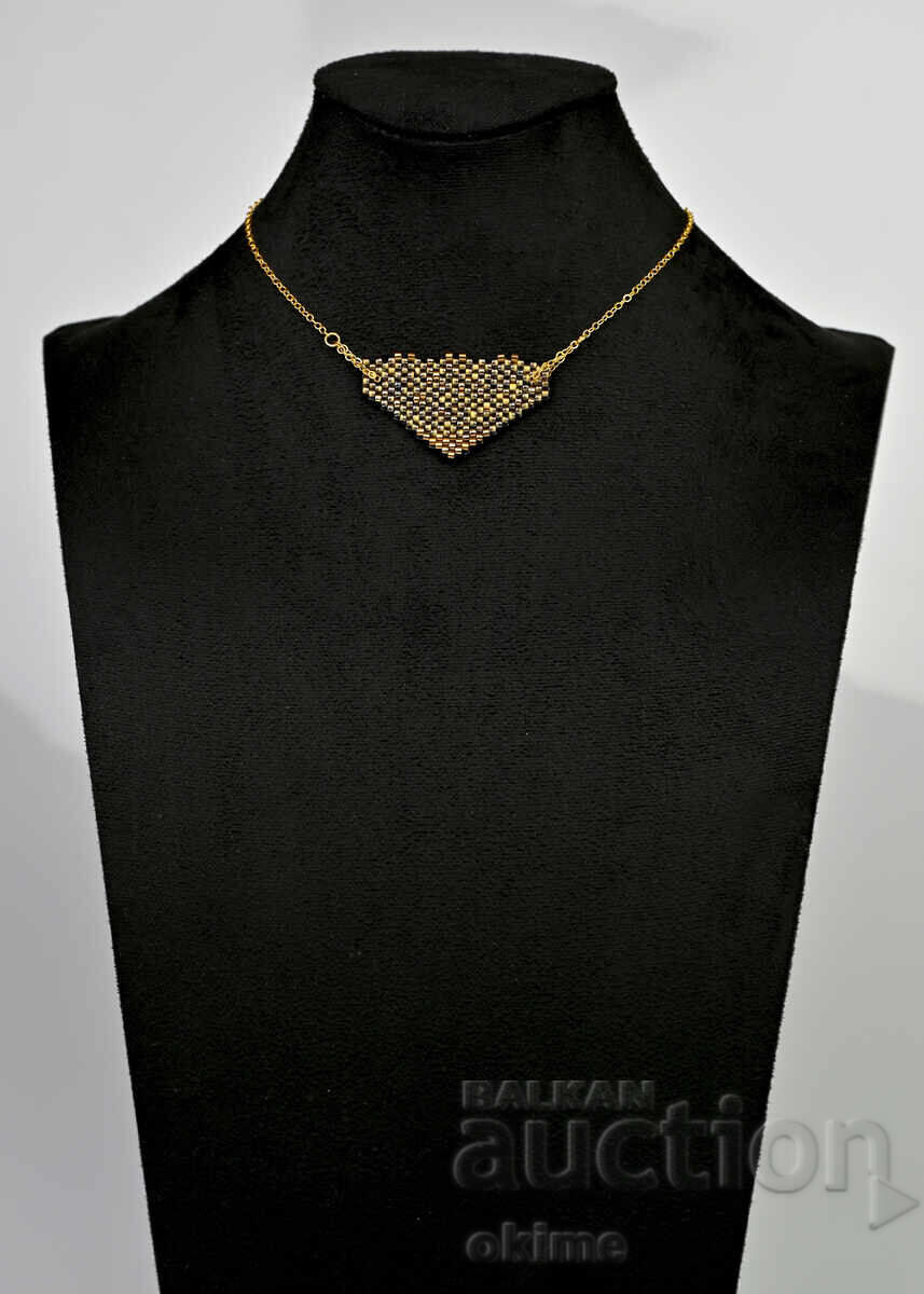 Κολιέ "Σκούρα-χρυσή κορυφή" - 5