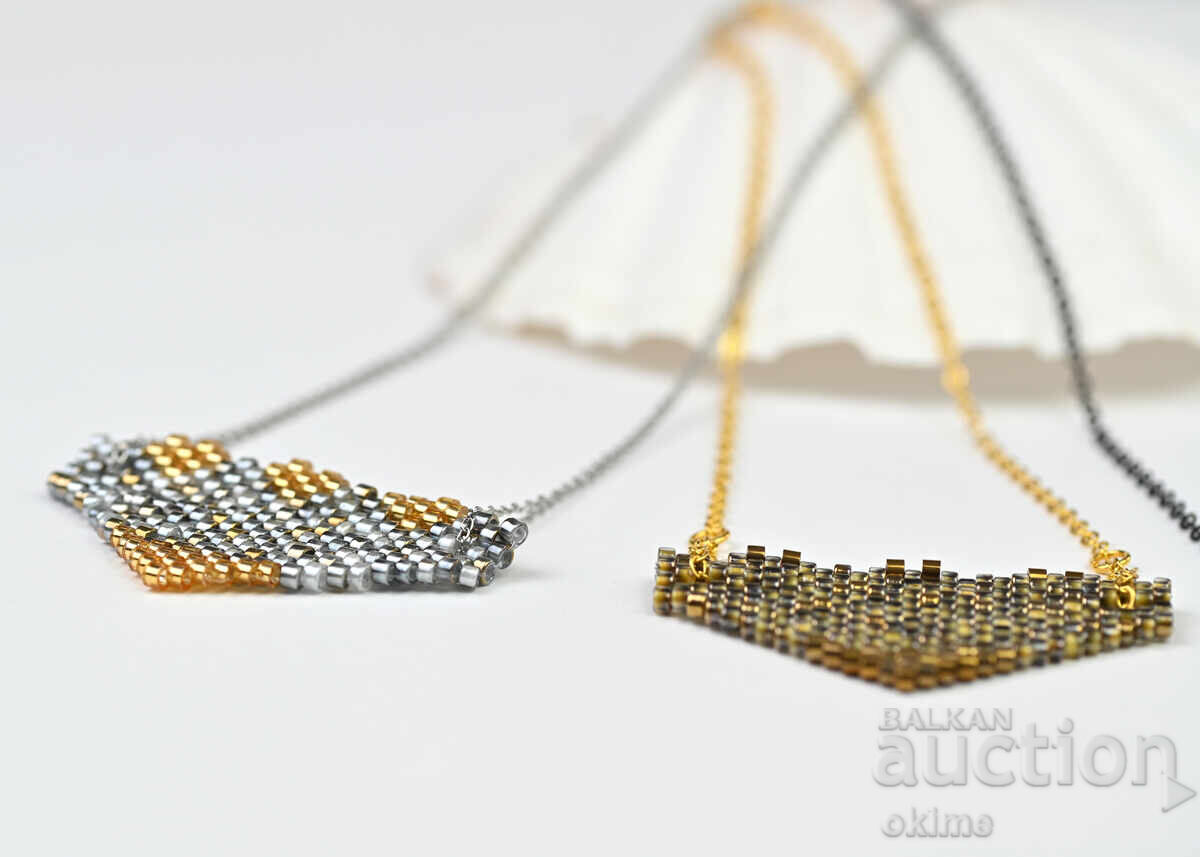 Κολιέ "Σκούρα-χρυσή κορυφή" - 7