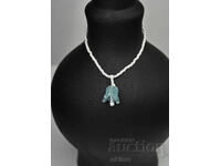 Primăvară - colier minimalist cu floare albă și albastră