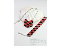 Σετ βραχιόλι και κολιέ σε μαύρο και κόκκινο