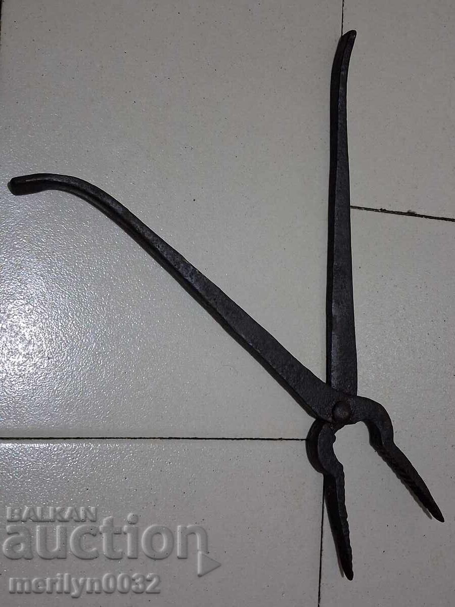 Стари ковашки клещи, керпедени, ковано желязо - 7