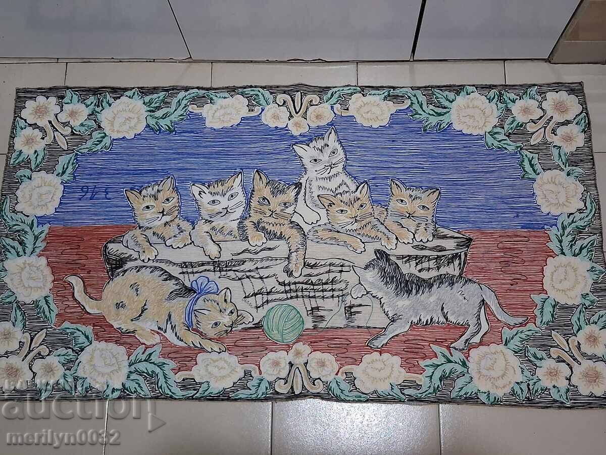 Licitație Covor vechi de perete de pluș, covor, panou, poză covor