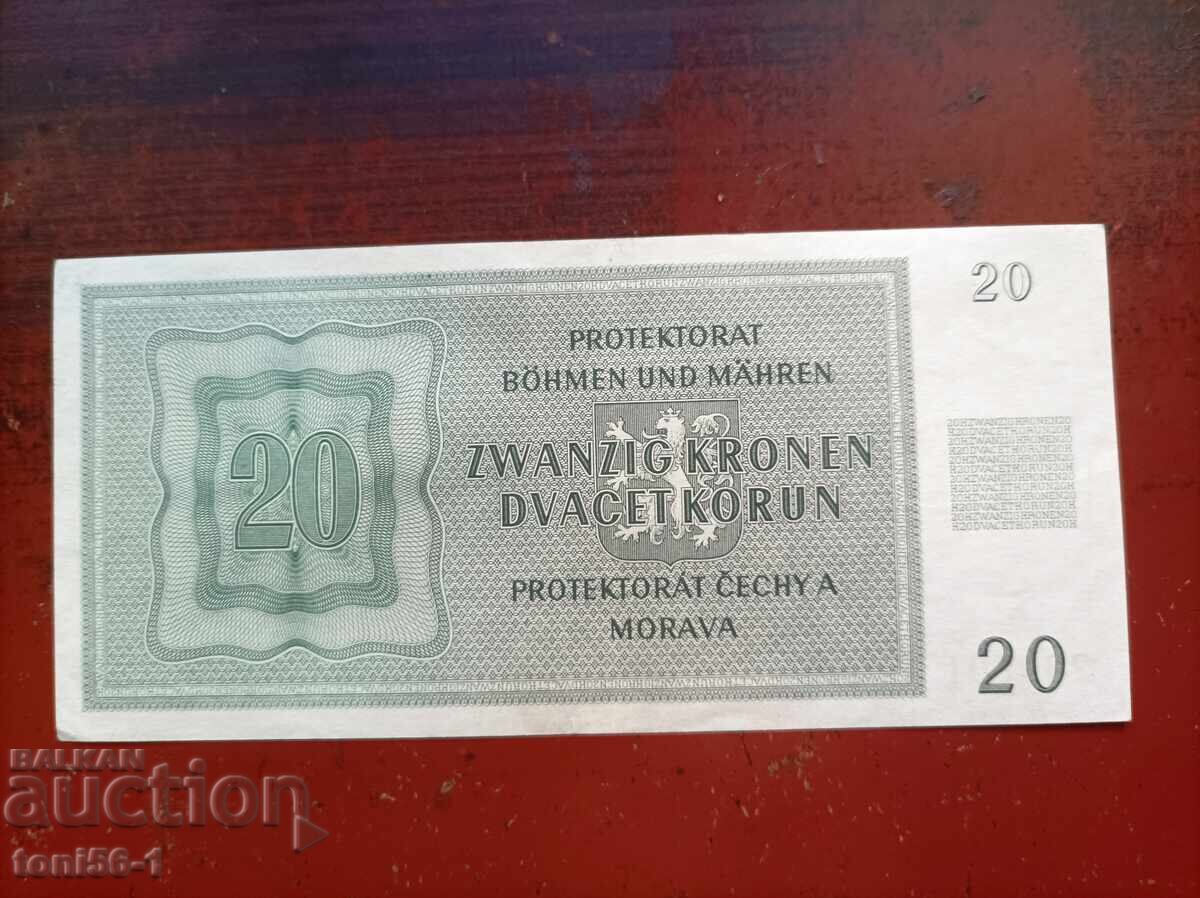 Boemia și Moravia 20 coroane 1944 cu preț € 35.00 | 68.45 BGN Boemia și Moravia 20 coroane 1944 cu preț € 35.00 | 68.45 BGN